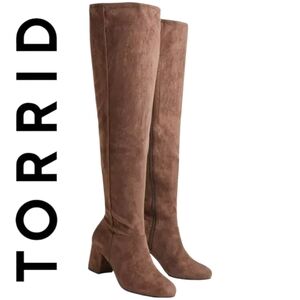 Torrid Chestnut Brown Full Zip Faux Suede Stretch Over-The-Knee Boot Size 10.5W